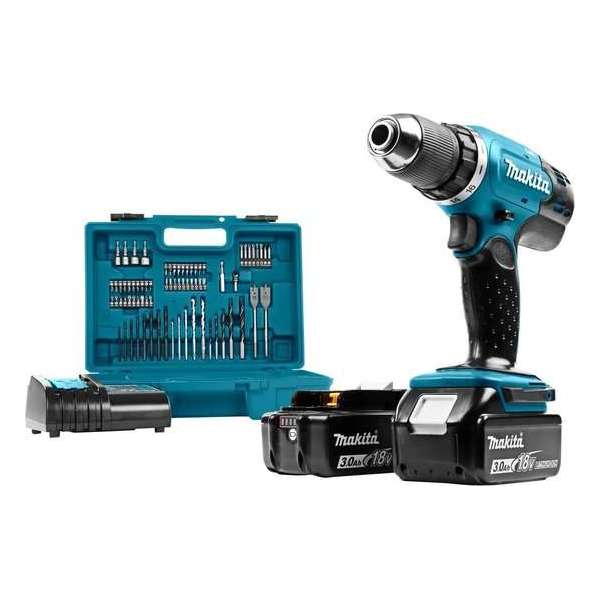 DDF453SFX1 Boor-/schroefmachine 18v 3,0 Ah accu (2 st.), lader, koffer, 74-delig accessoire set DDF453SFX1 Boor-/schroefmachine 18v 3,0 Ah accu (2 st.), lader, koffer, 74-delig accessoire set