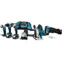 Makita DLX6088T 18 V Combiset voor (klop)boren, (slag)schroeven, zagen en slijpen met lamp