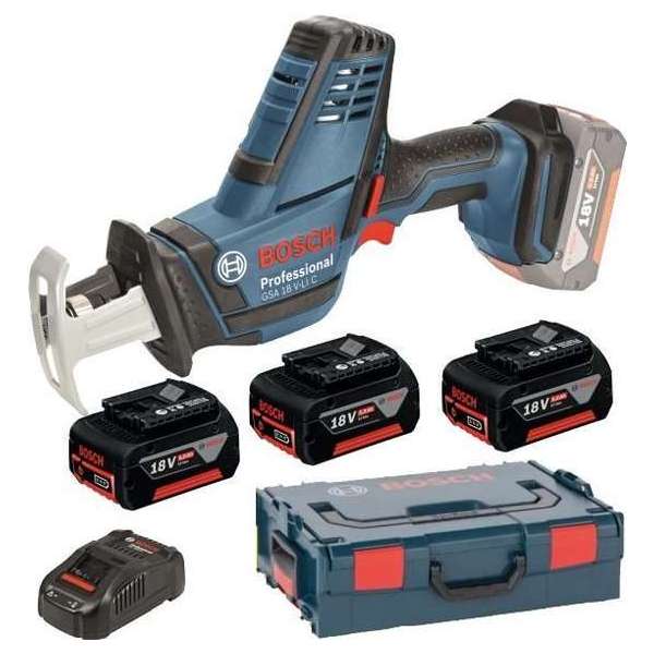Bosch GSA 18 V-LI C 18V Li-Ion accu reciprozaag set (3x 5.0Ah accu) in L-Boxx - snelwissel Bosch GSA 18 V-LI C 18V Li-Ion accu reciprozaag set (3x 5.0Ah accu) in L-Boxx - snelwissel