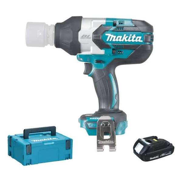 Makita DTW1001Y1J 18V Li-Ion Accu slagmoersleutel set (1x 1.5Ah accu) in Mbox - 1050Nm - 3/4" - koolborstelloos Makita DTW1001Y1J 18V Li-Ion Accu slagmoersleutel set (1x 1.5Ah accu) in Mbox - 1050Nm - 3/4" - koolborstelloos