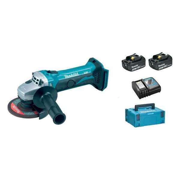 Makita DGA452RFJ 18V Li-ion Accu haakse slijper set (2x 3.0Ah accu) in Mbox - 115mm Makita DGA452RFJ 18V Li-ion Accu haakse slijper set (2x 3.0Ah accu) in Mbox - 115mm