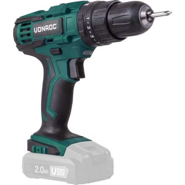 VONROC Accu klopboormachine – VPower 20V – Zonder accu & lader – Incl. 2 bits & opbergtas VONROC Accu klopboormachine – VPower 20V – Zonder accu & lader – Incl. 2 bits & opbergtas