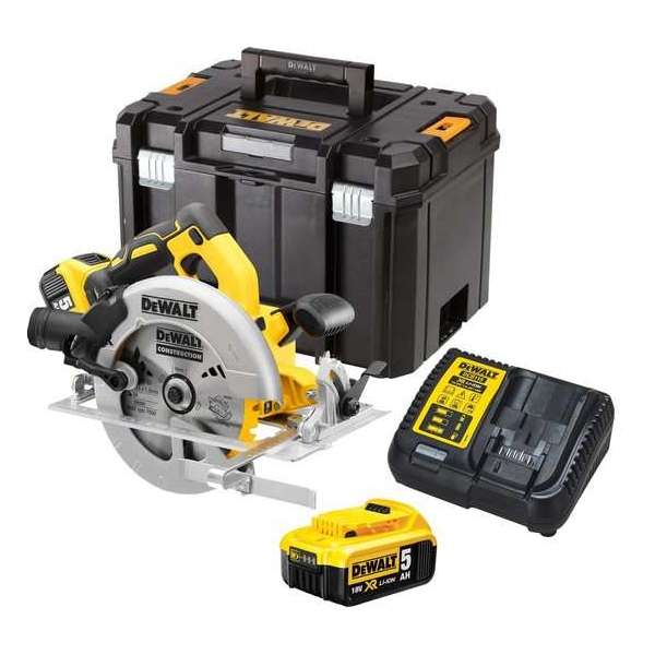 DeWalt DCS570P2 18V Li-Ion Accu cirkelzaag set (2x 5.0Ah accu) in TSTAK - 184mm DeWalt DCS570P2 18V Li-Ion Accu cirkelzaag set (2x 5.0Ah accu) in TSTAK - 184mm