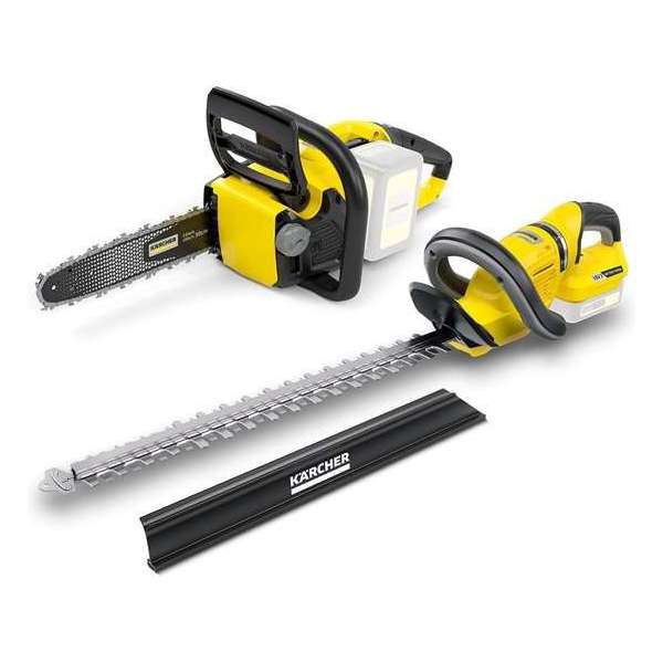 Kärcher Accu Heggenschaar HGE 18-50 met kettingzaag CNS 18-30 - 18 Volt - Exclusief accu en lader Kärcher Accu Heggenschaar HGE 18-50 met kettingzaag CNS 18-30 - 18 Volt - Exclusief accu en lader