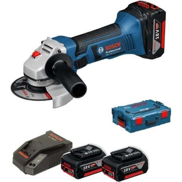 Bosch GWS 18-125 V-LI 18V Li-Ion Accu haakse slijper set (3x 4.0Ah accu) in L-Boxx - 125mm Bosch GWS 18-125 V-LI 18V Li-Ion Accu haakse slijper set (3x 4.0Ah accu) in L-Boxx - 125mm