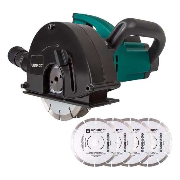 VONROC Muurfrees – Sleufmachine – 1700W – Ø150MM – Incl. 6 stuks diamantschijven & opbergtas VONROC Muurfrees – Sleufmachine – 1700W – Ø150MM – Incl. 6 stuks diamantschijven & opbergtas
