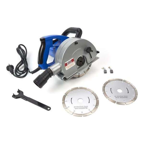 Elektrische Muurfrees / Sleuvenfrees 1700 Watt met 2 Diamantschijven en 2 Reserve Diamantschijven Elektrische Muurfrees / Sleuvenfrees 1700 Watt met 2 Diamantschijven en 2 Reserve Diamantschijven