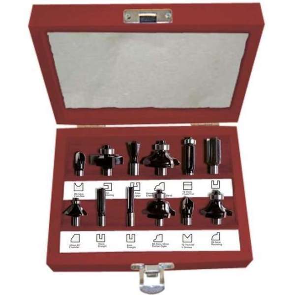 Westfalia Set frezen met 3 snijvlakken, 12 stuks, schachtlengte 42 mm Westfalia Set frezen met 3 snijvlakken, 12 stuks, schachtlengte 42 mm