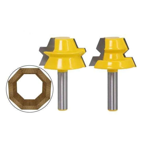 DW4Trading® Houtfrees verstekfrees 22,5° set van 2 schacht 8 mm DW4Trading® Houtfrees verstekfrees 22,5° set van 2 schacht 8 mm