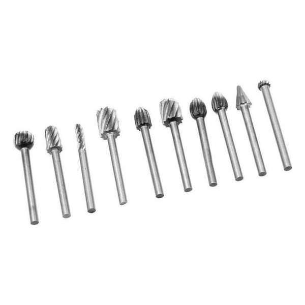 Set van 10 mini HSS freesjes (3.175 mm) Set van 10 mini HSS freesjes (3.175 mm)
