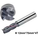 Vingerfrees – Frees – VHM Schachtfrees – 4-snijkanten – AlTiN coating – ø 12mm
