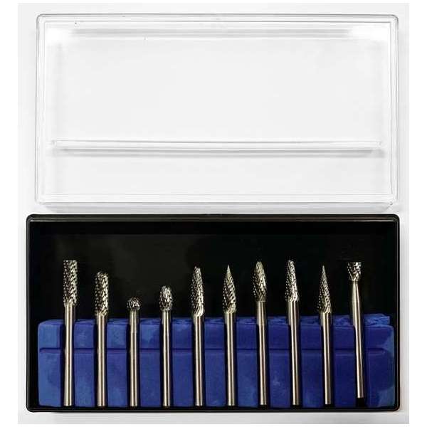 Set hoge kwaliteit frezen, wolfraamcarbide (10 stuks, 6.35 mm schacht) Set hoge kwaliteit frezen, wolfraamcarbide (10 stuks, 6.35 mm schacht)