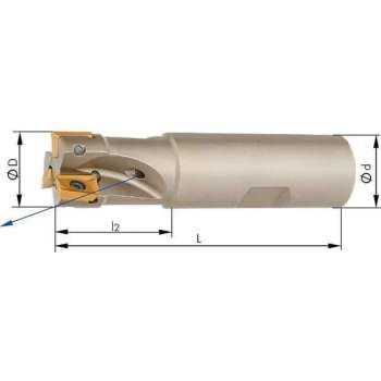 Schachtfrees Z4, met IK, voor APKT10 90°, D 25mm