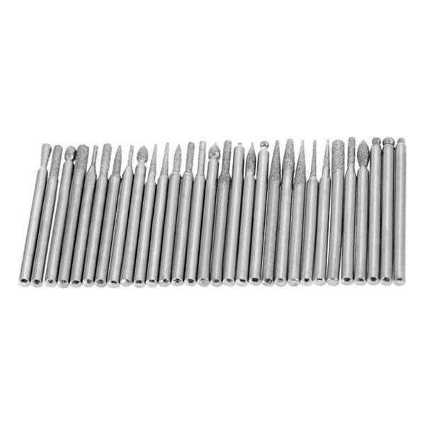 Set diamantfrezen (2.35 mm schacht, 30 freesjes) Set diamantfrezen (2.35 mm schacht, 30 freesjes)