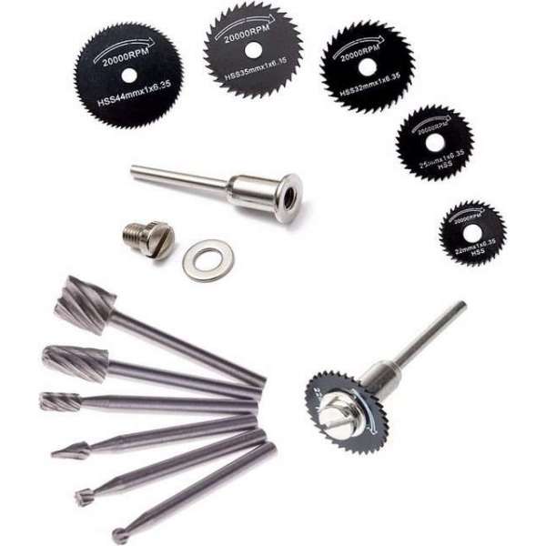 Set mini zaagbladen en frezen Set mini zaagbladen en frezen