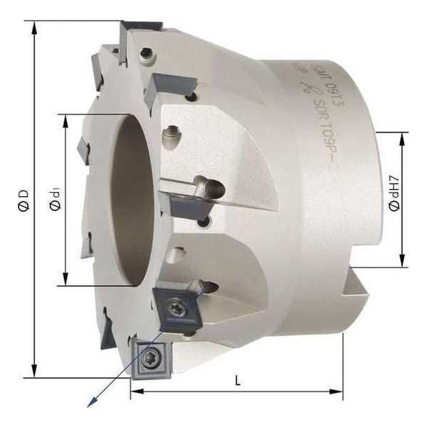 Hoekfrees met IK, 6 tanden, voor SOMT09 D 50mm, 90 ° Hoekfrees met IK, 6 tanden, voor SOMT09 D 50mm, 90 °