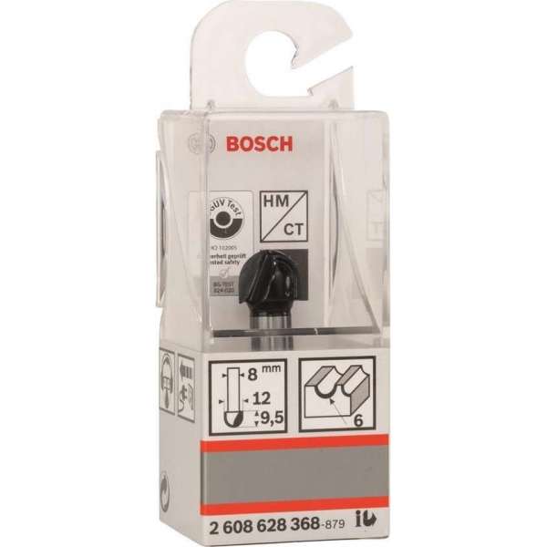 Bosch - Halfrondprofielfrezen 8 mm, R1 6 mm, D 12 mm, L 9,5 mm, G 40 mm Bosch - Halfrondprofielfrezen 8 mm, R1 6 mm, D 12 mm, L 9,5 mm, G 40 mm