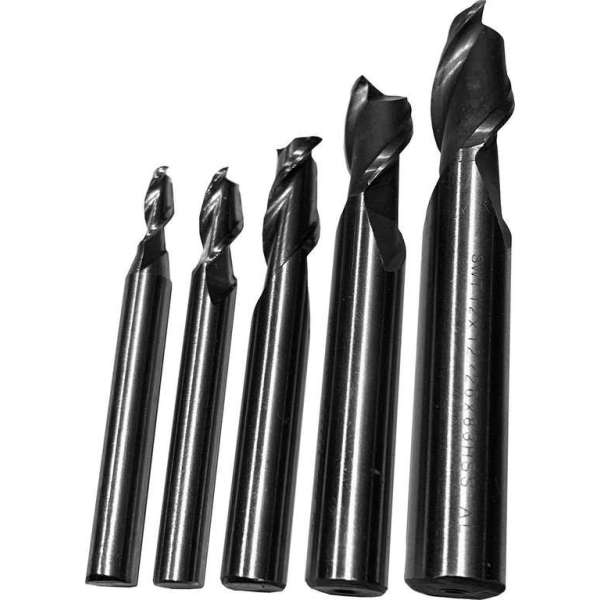 Set HSS frezen, 2 flutes (5 stuks) Set HSS frezen, 2 flutes (5 stuks)