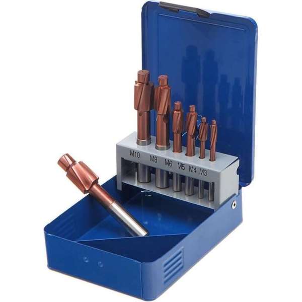 HBM 7 Delige HSS - 5% Cobalt Inbus Verzinkfrezenset HBM 7 Delige HSS - 5% Cobalt Inbus Verzinkfrezenset