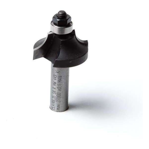 Trasco HM kwartrondfrees inclusief lager A19 radius 8mm x schacht 8mm Trasco HM kwartrondfrees inclusief lager A19 radius 8mm x schacht 8mm
