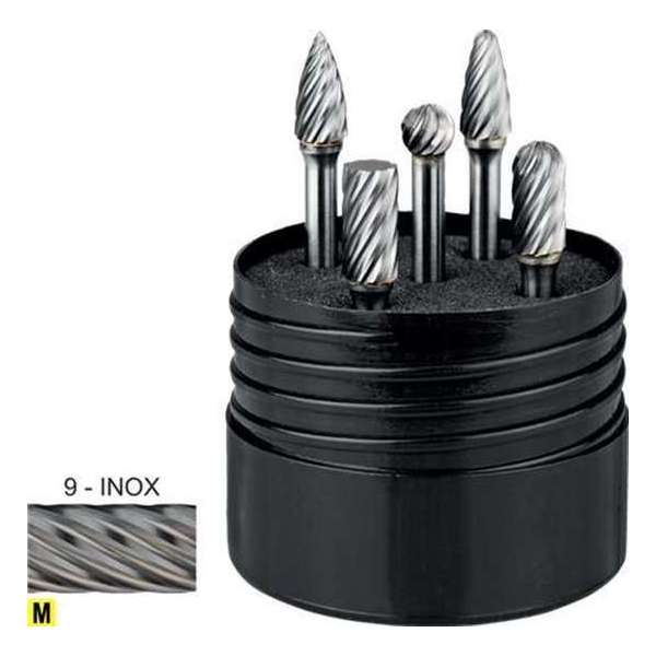HM set Stiftfrezen Form B, C, D, F, G Ø 9,5 RVS HM set Stiftfrezen Form B, C, D, F, G Ø 9,5 RVS