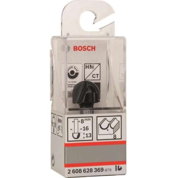 Bosch - Halfrondprofielfrezen 8 mm, R1 8 mm, D 16 mm, L 12,7 mm, G 45 mm Bosch - Halfrondprofielfrezen 8 mm, R1 8 mm, D 16 mm, L 12,7 mm, G 45 mm