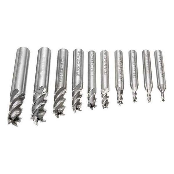 Vingerfrees – Set 10 frezen – Schachtfrees – 4-snijkanten spiraalfrees – ø2,00 mm tot ø12,00mm Vingerfrees – Set 10 frezen – Schachtfrees – 4-snijkanten spiraalfrees – ø2,00 mm tot ø12,00mm