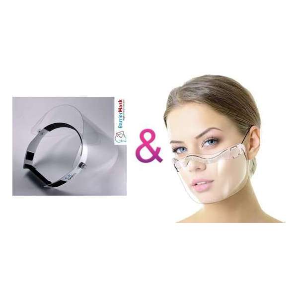 Gelaatsscherm + Mondkapje – Spatmasker - Gelaatsmasker - Beschermkap gezicht - Face shield – Mondmasker. Gelaatsscherm + Mondkapje – Spatmasker - Gelaatsmasker - Beschermkap gezicht - Face shield – Mondmasker.