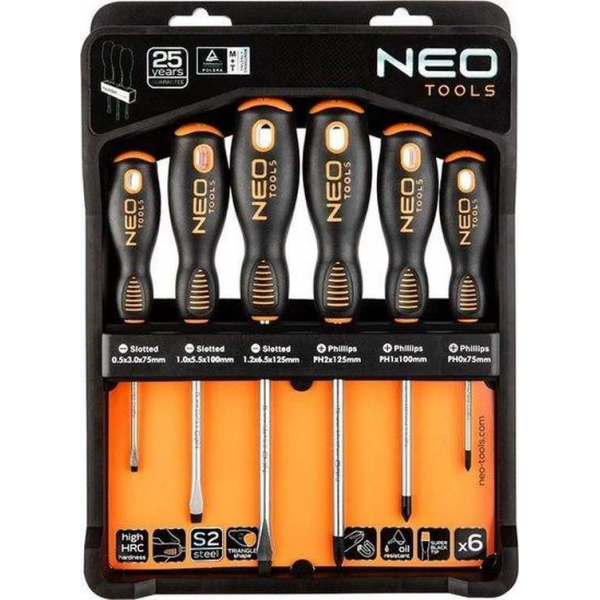 NEO Schroevendraaierset 6 Delig Met Muurhouder NEO Schroevendraaierset 6 Delig Met Muurhouder