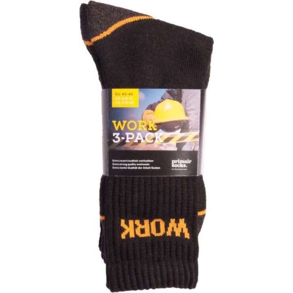 Primair Socks werksokken 3 pack zwart - zwart - 43-46 Primair Socks werksokken 3 pack zwart - zwart - 43-46