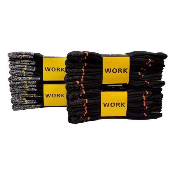 Work werksokken 20 paar zwart grijs en zwart oranje maat 39/42 Work werksokken 20 paar zwart grijs en zwart oranje maat 39/42