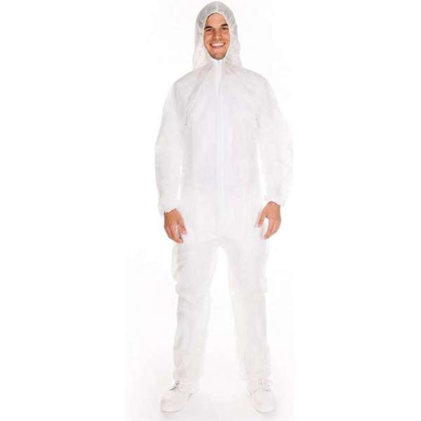 Overall wegwerp wit L - Coverall 40g/m2 Overall wegwerp wit L - Coverall 40g/m2