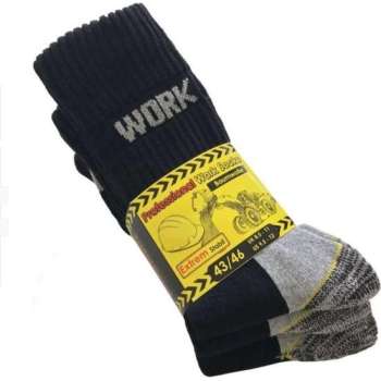 Socke - Works Socks - Werksokken | Zwart Met Grijs | Maat 43/46 - 6P - 6-Pack - 6 Paar - Sokken - Professional