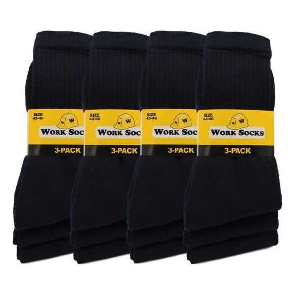 12 paar Bonanza werksokken - Light - Basic - Zwart - Maat 39-42 12 paar Bonanza werksokken - Light - Basic - Zwart - Maat 39-42