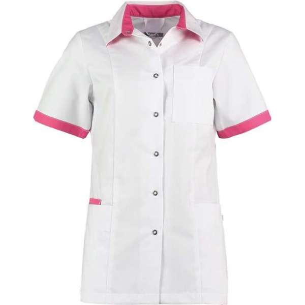 Haen / Ballyclare Dames Zorgjas Fijke- Wit / Shocking Pink - Maat 3XL Haen / Ballyclare Dames Zorgjas Fijke- Wit / Shocking Pink - Maat 3XL