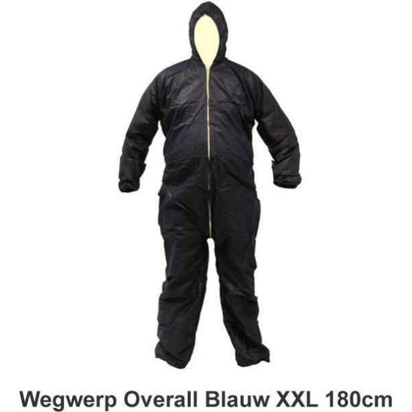 Wegwerp Overall non woven Blauw XXL Spatwaterdicht circa 180cm Non woven 40 gram/m² Wegwerp Overall non woven Blauw XXL Spatwaterdicht circa 180cm Non woven 40 gram/m²