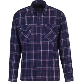 STØRVIK Flanellen Blouse Geruwd Katoen Heren Donkerblauw / Rood - Maat 4XL - DAWSON