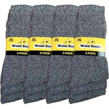 12 paar Bonanza werksokken - Basic - Grijs - Maat 47-50