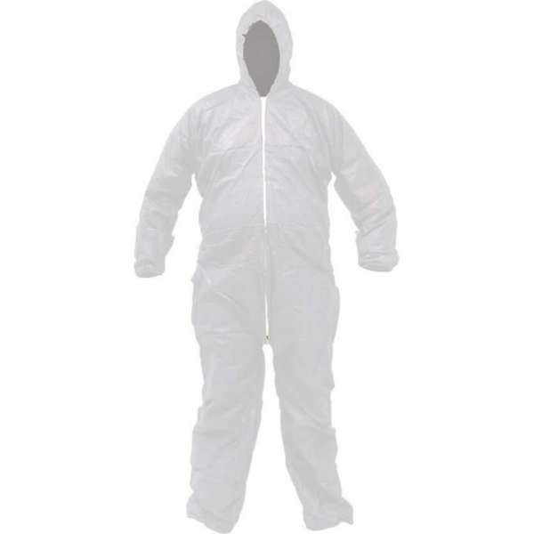 Wegwerp Overall non woven Wit XL Spatwaterdicht circa 170cm Non woven 40 gram/m² Wegwerp Overall non woven Wit XL Spatwaterdicht circa 170cm Non woven 40 gram/m²