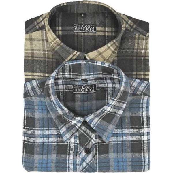Terratrend Flannelshirts in dubbelpak, diverse kleuren, maat 3XL Terratrend Flannelshirts in dubbelpak, diverse kleuren, maat 3XL