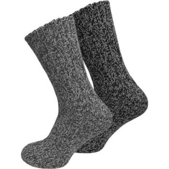 Socke - Noorse Sokken - Grof Gebreide - Ouderwetse Noorse Sokken Noors - 1 Paar Maat 39/42 - Kleur Grijs