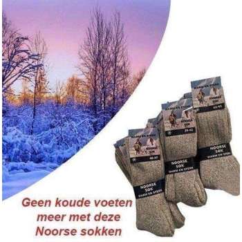 Socke/Sok/"Noorse Sokken"/Kleur:(Grijs)/Maat 43-45/Zonder Naad Op De Tenen/3 Paar