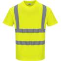 Katoen comfort Tshirt Geel met korte mouw en reflectie strepen Maat S