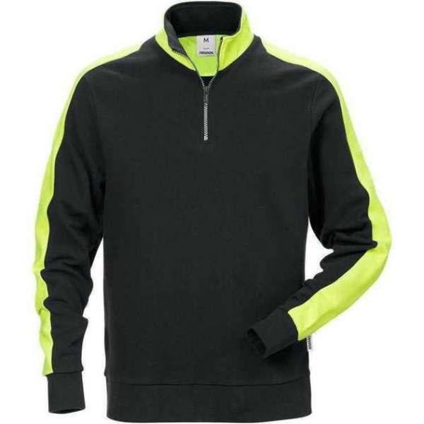 Fristads sweater 111263 rits zwart/fluorgeel Fristads sweater 111263 rits zwart/fluorgeel