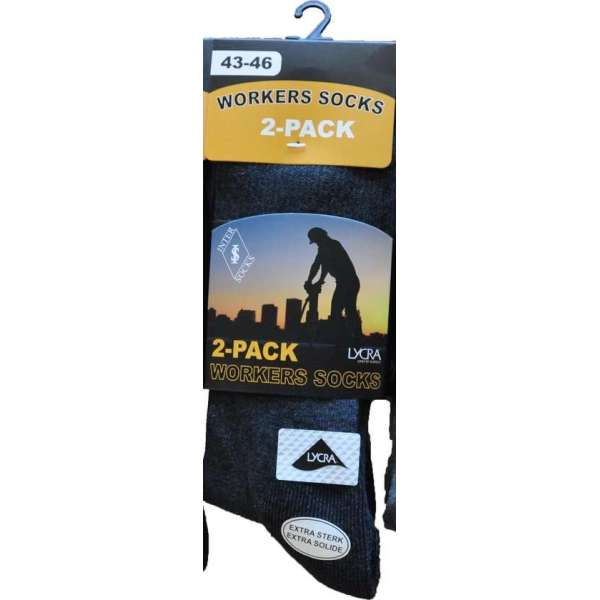 Intersocks werksokken - kousen voor heren - maat 43/46 - antraciet - 4 paar (2x2) Intersocks werksokken - kousen voor heren - maat 43/46 - antraciet - 4 paar (2x2)