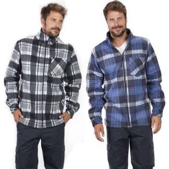 Fleece jack, zwart geruit, maat L