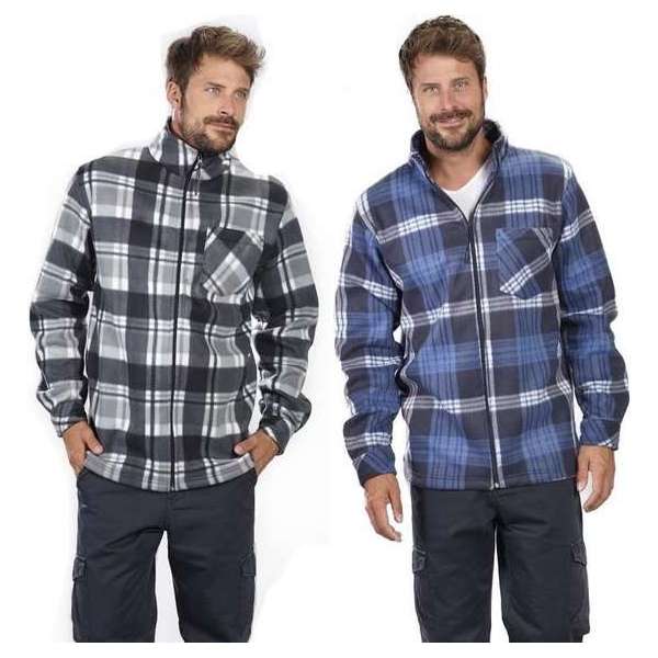 Fleece jack, zwart geruit, maat L