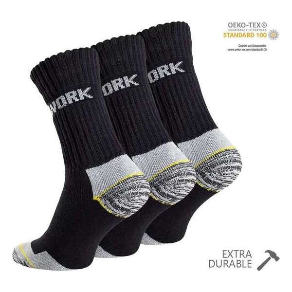 Werksokken | Zwart Met Grijs | Maat 39-42 - 6-Pack - 6 Paar - Sokken - Professional Werksokken | Zwart Met Grijs | Maat 39-42 - 6-Pack - 6 Paar - Sokken - Professional