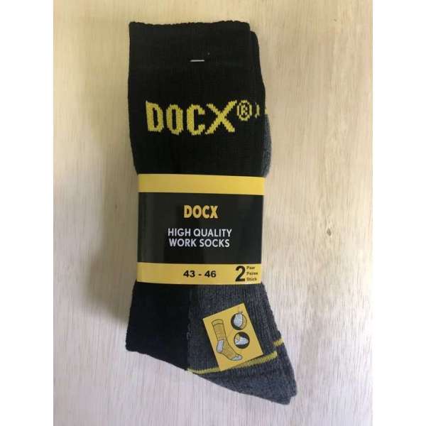 Werksokken DOCX 2 paar Zwart maat 43-46 Werksokken DOCX 2 paar Zwart maat 43-46