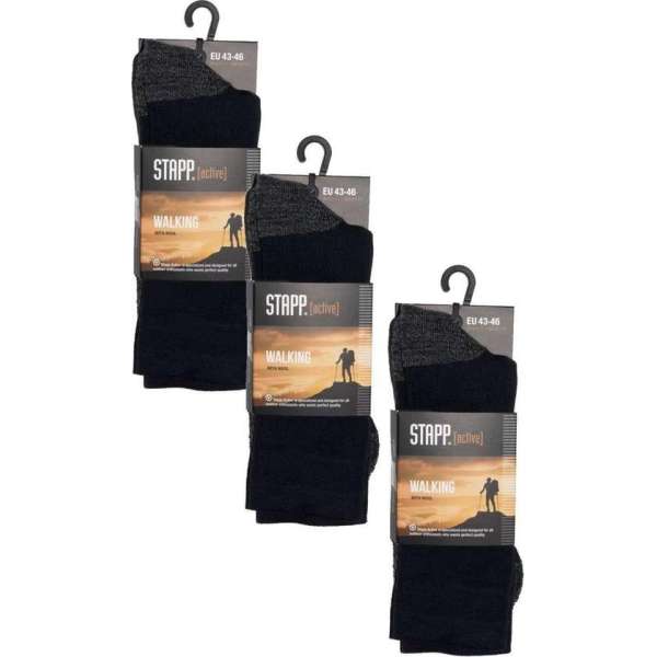 Stapp Unisex Walking Sok Zwart - Sokken - 3 x 35-38 Stapp Unisex Walking Sok Zwart - Sokken - 3 x 35-38